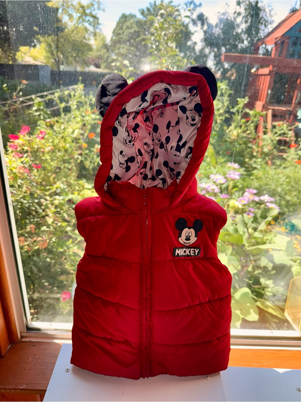Red Puffer Vest with Hood for Kids
